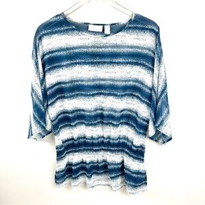 Chico's Watercolor Blue White  Semi-sheer Top, Size 1/Medium
